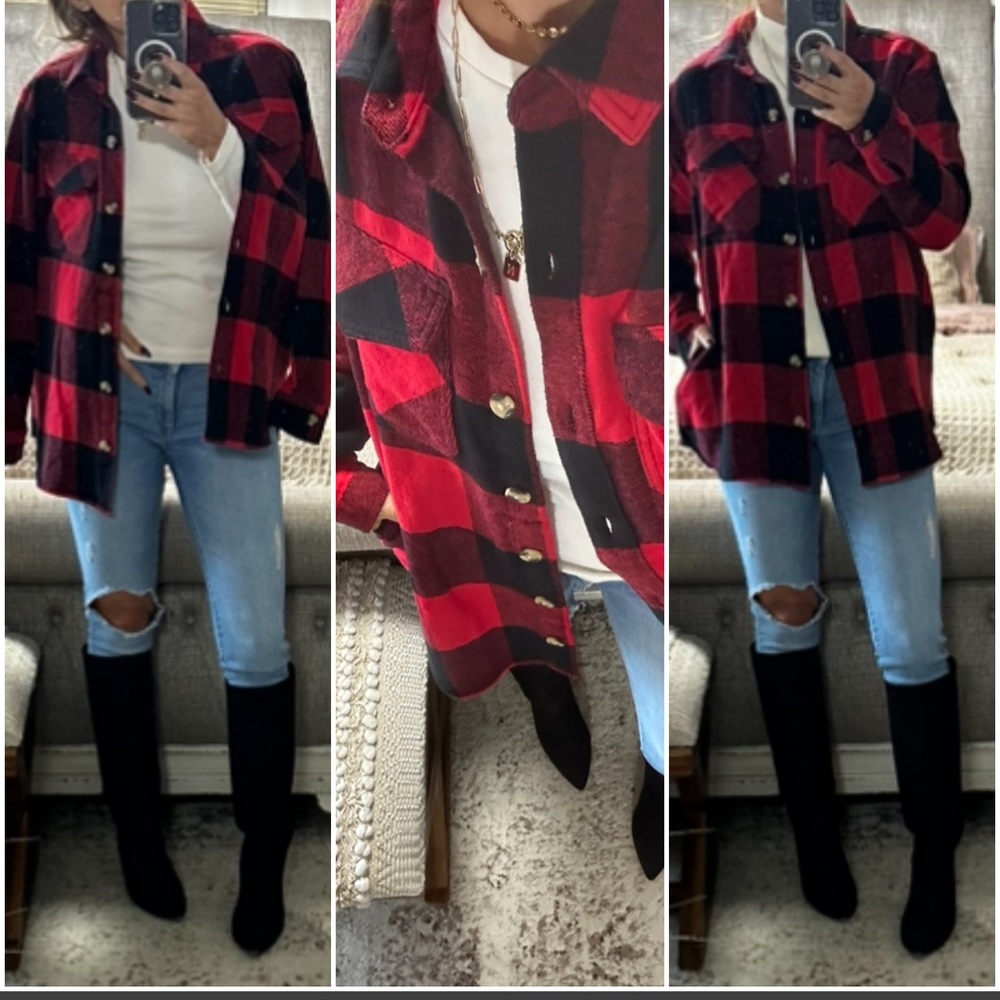 MY NEW FAVORITE ❤️Buffalo Red plaid shacket - Picture 6 of 13